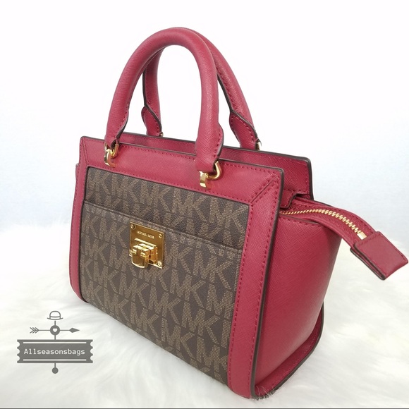 Michael Kors Small Tina satchel brown cherry bag - Picture 4 of 8